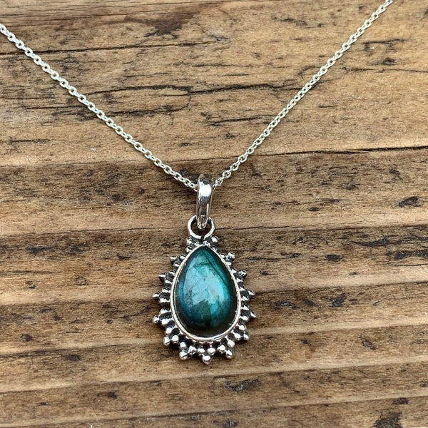 Labradorite/black moonstone necklace, Boho necklace, Labradorite Teardrop necklace, Sterling silver labradorite necklace, mother's day