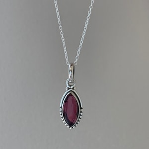 Garnet necklace, silver Garnet necklace, Boho necklace, Garnet Teardrop necklace, Sterling silver necklace, Gift for her, mother&#39;s day gift