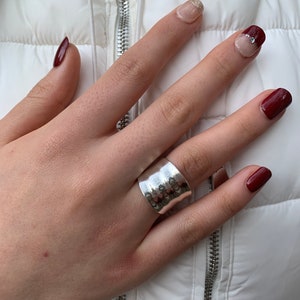 Sterling silver ring, Thick silver ring, Adjustable silver ring, Ridged silver design, Chunky ring, Thumb Ring, Statement silver band