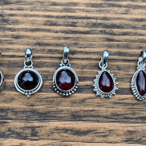 Garnet  necklace, Delicate necklace, Boho Garnet January birthstone necklace, Sterling silver garnet necklace, Christmas gift, Red garnet