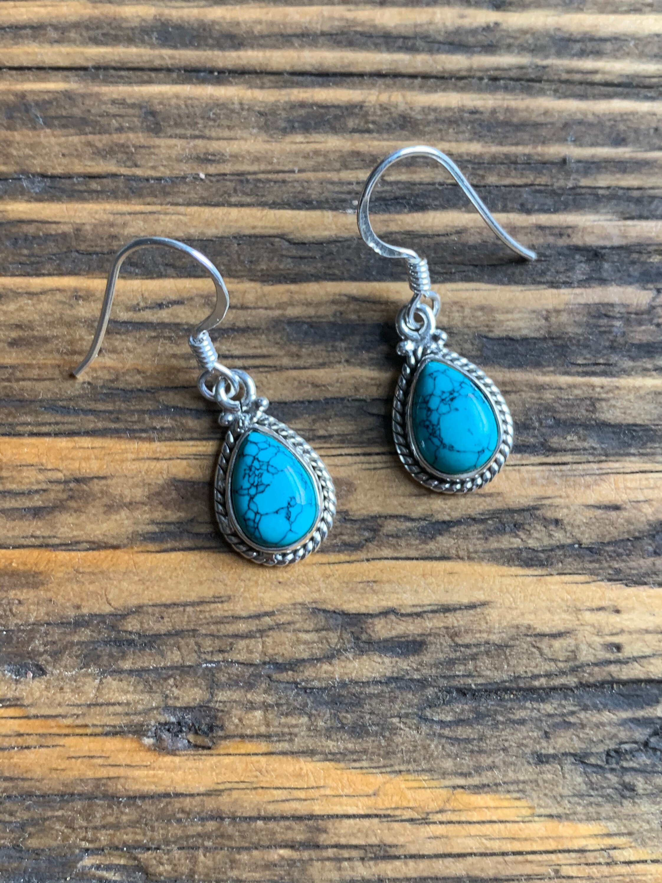 Turquoise Earrings Teardrop Turquoise Earrings Turquoise - Etsy