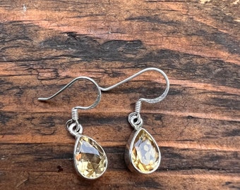 Tropfen Citrin Sterling Silber Ohrringe: November Geburtsstein
