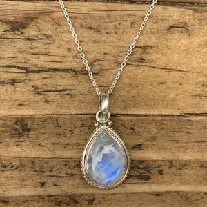 Moonstone  necklace, Delicate necklace, Boho moonstone necklace, Rainbow moonstone teardrop necklace, June birthstone, mother&#39;s day gift