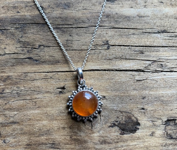 Carnelian Necklace Sun Necklace Boho 