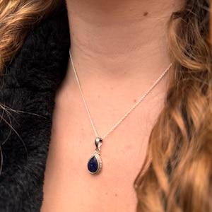 Faceted Black onyx  necklace, Delicate black onyx necklace, Boho,  Teardrop black necklace, Sterling silver necklace, Healing stone necklace