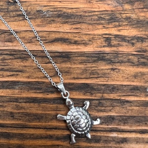 Silver turtle necklace, delicate turtle pendant, sterling silver turtle necklace, cute silver turtle necklace, ideal Christmas gift him, her
