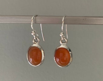 Carnelian earrings, Boho carnelian earrings , Oval Carnelian earrings, Sterling silver earrings ,healing stone, August birthstone