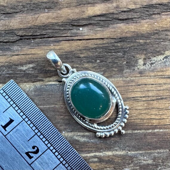 Sterling Silver Green Onyx Teardrop Necklace - Boho Delicate