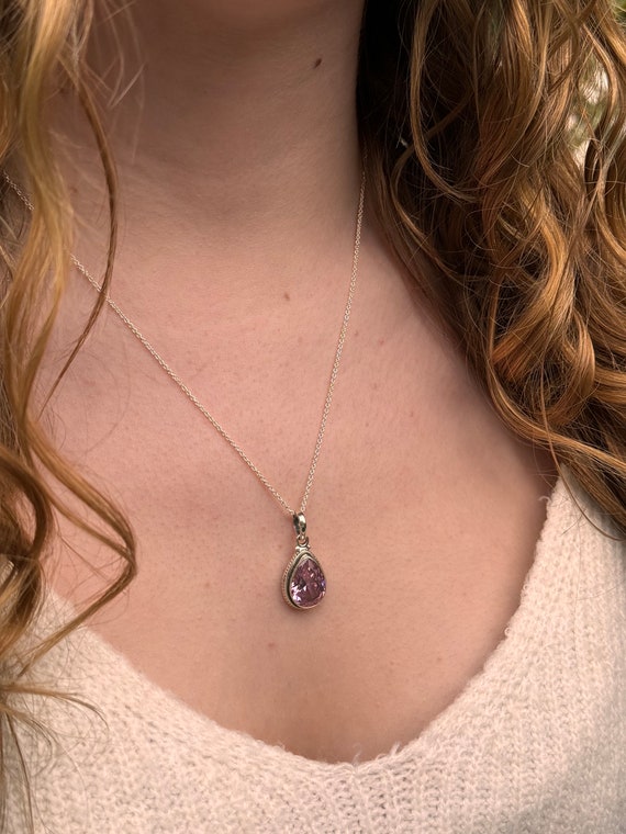 Stunning Faceted Pink Topaz Necklace,delicate Boho Pink
