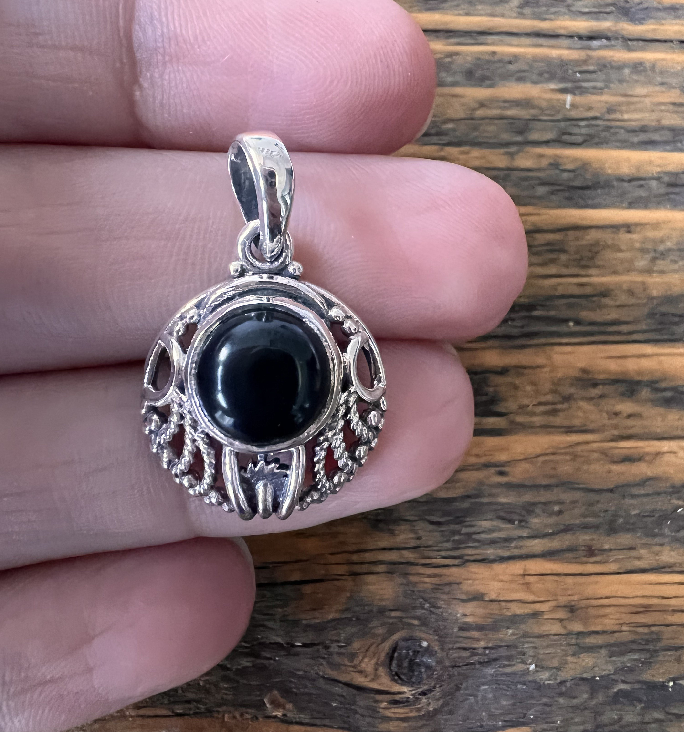 Black Onyx Necklace Delicate Black Onyx Necklace Boho Round Etsy