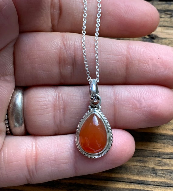 Carnelian Necklace Sun Necklace Boho Necklace Carnelian Necklace Sterling Silver Necklace healing Stone August Birthstone Etsy