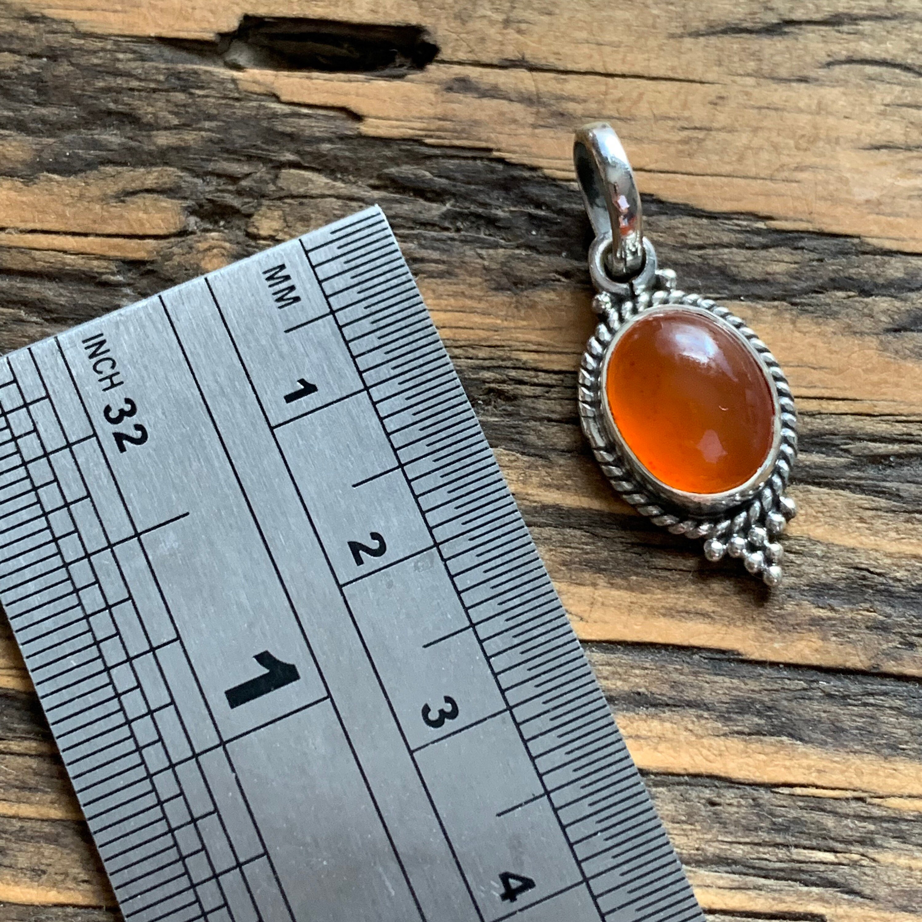 Natural Orange Carnelian Necklace in Sterling Silver or 14k