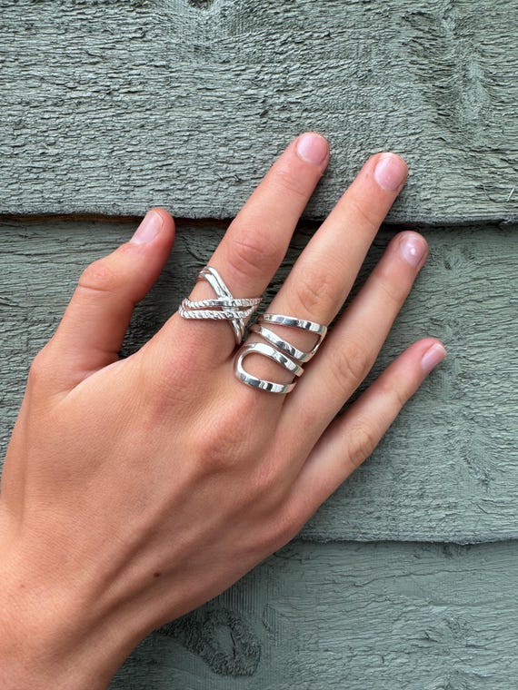 Adjustable Sterling Silver X Ring: Statement Cross Thumb Ring - Etsy