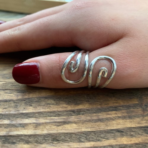 Thumb Ring Silver Adjustable Wrap Thumb Ring Statement Etsy