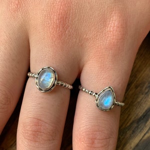 Moonstone ring, Boho minimalist moonstone ring, Delicate moonstone ring, Dainty ring, Christmas gift, Gift for her, Stackable ring, Stacking