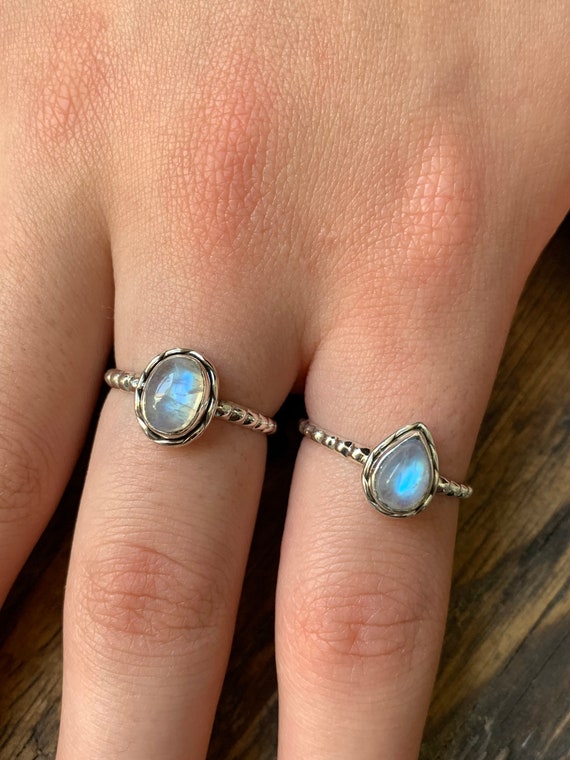Moonstone Ring Boho Minimalist Moonstone Ring Delicate Moonstone