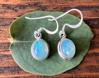 Wello Opal Sterling Silver Dangle Earrings: October Birthstone