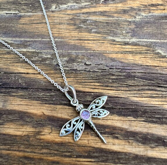 Collana Con Ciondolo Libellula In Argento 925, Catena 50,8 Cm - Elegante E Brillante