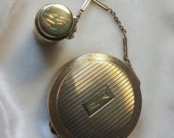 1930's 14k Compact And Lipstick Chatelaine