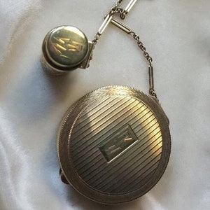 1930's 14k Compact And Lipstick Chatelaine image 1