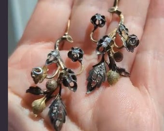 Georgian Naturalitic Floral Diamond Earrings