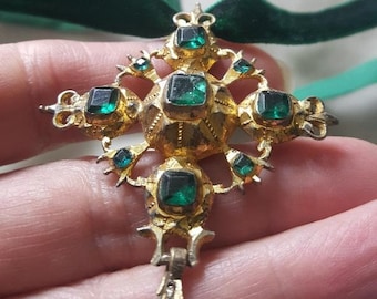 18th Century Spanish Paste Cross In Silver