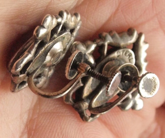 Art Nouveau Carnelian Sterling Earrings - image 4