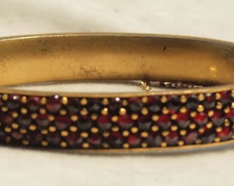 Three Row Victorian Bohemian Garnet Bracelet