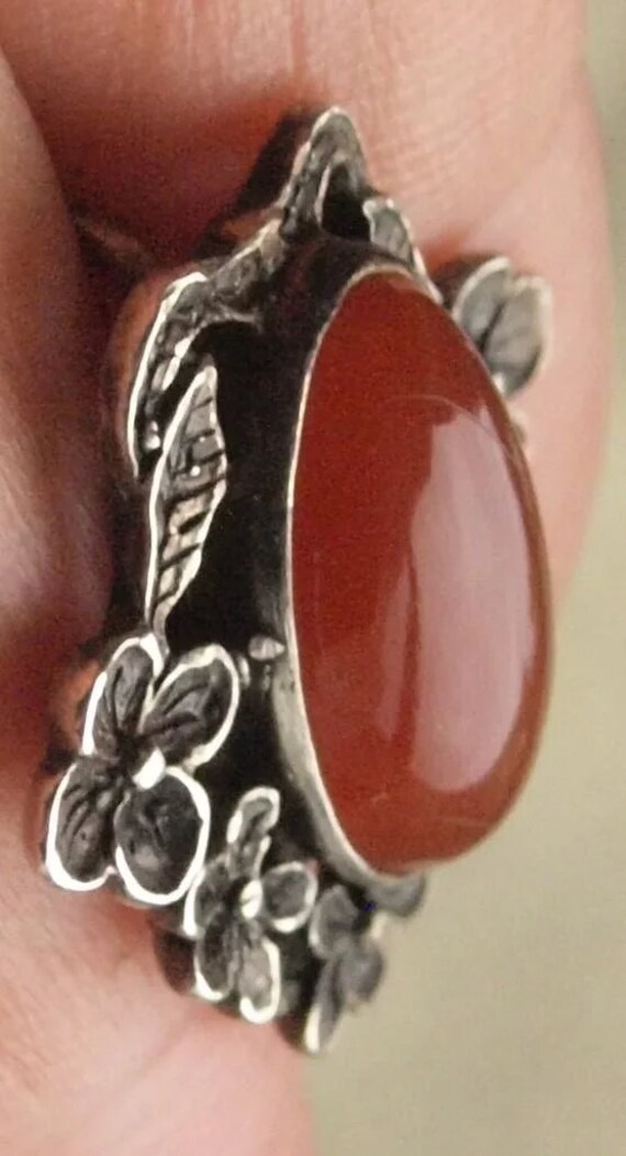 Art Nouveau Carnelian Sterling Earrings - image 3
