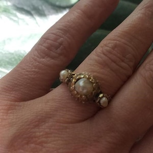 Georgian Natural Pearl Trilogy Ring
