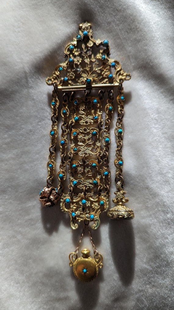 Early  Victorian Turquoise Chatelaine