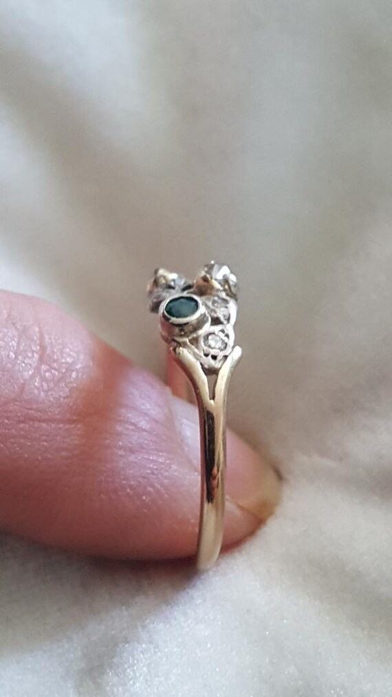 Petite Georgian Giardinetti Ring Diamonds and Eme… - image 3