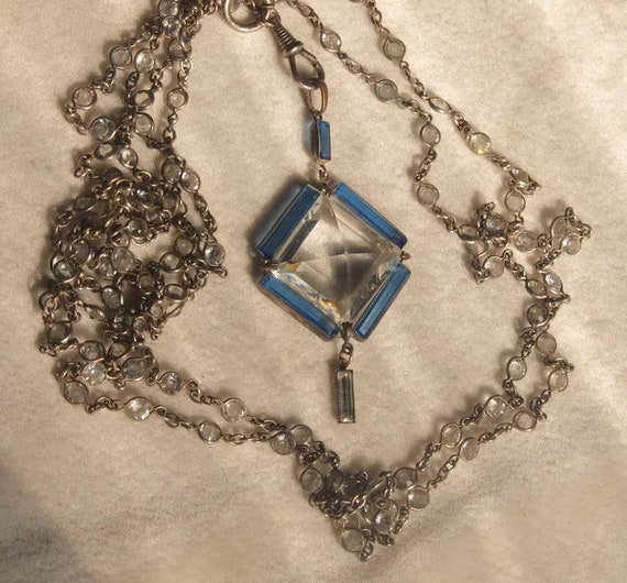 Victorian Paste Steel Muff Chain with Large Paste