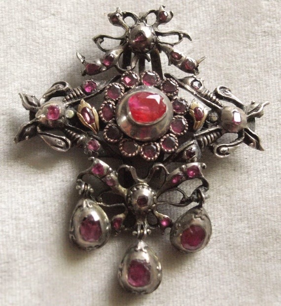 Georgian Ruby Dangle Pendant - image 1