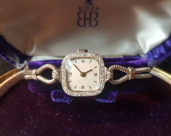18k White Gold Platinum And Diamond Watch, Antique Yet Modern!