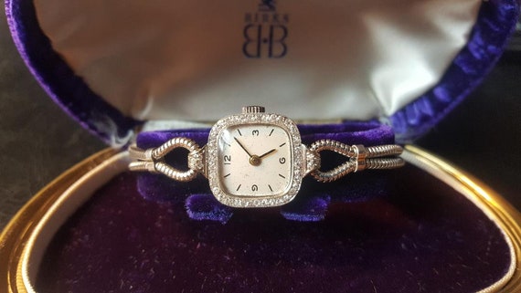 18k White Gold Platinum and Diamond Watch Antique yet Modern