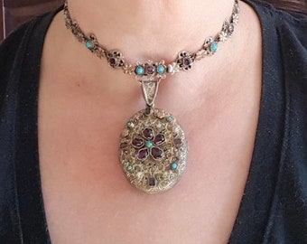 Austro Hungary Renaissance Revival Locket and Matching Necklace. The Best!