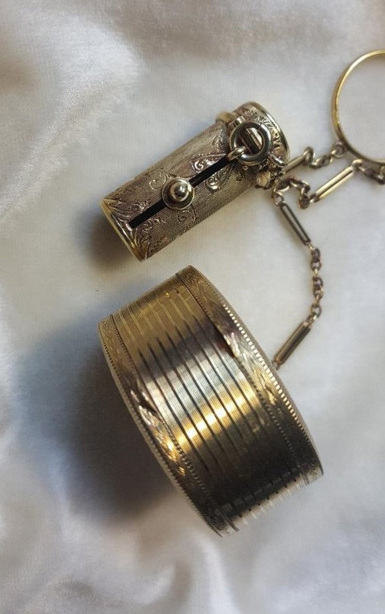 1930's 14k Compact And Lipstick Chatelaine image 3