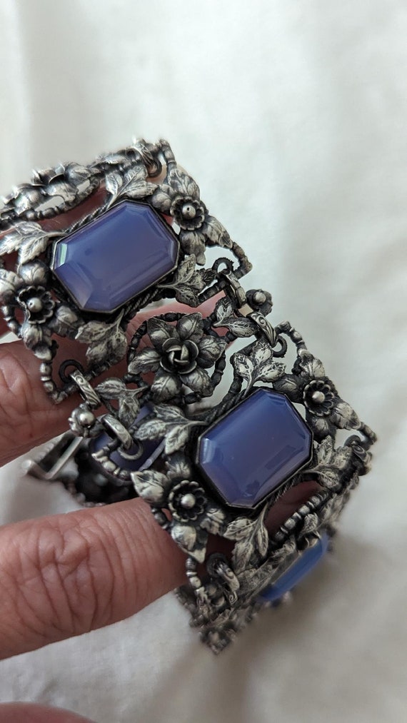 British Arts And Crafts Silver Chalcedony Bracele… - image 2