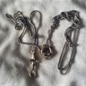 Georgian Gold Muff or Slide Chain with Hand Swivel Sterling Chain