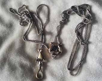 Georgian Gold Muff or Slide Chain with Hand Swivel Sterling Chain