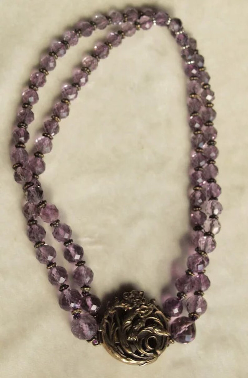 Art Nouveau Amethyst and Silver Choker Style Necklace image 2