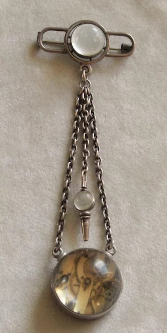 Mid Victorian French Silver Ball Watch Chatelaine
