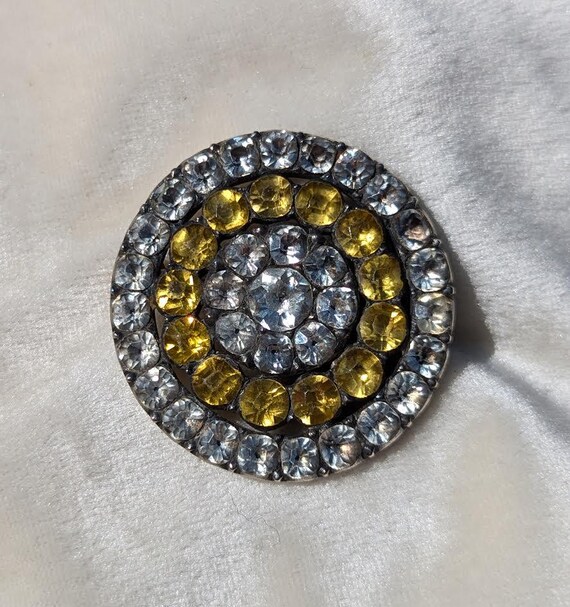 Georgian Black Dot Paste Brooch With Lemon Yellow Pastes