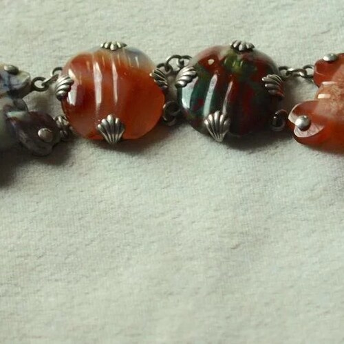 Victorian Scottish Agate Bracelet With Lock Clasp