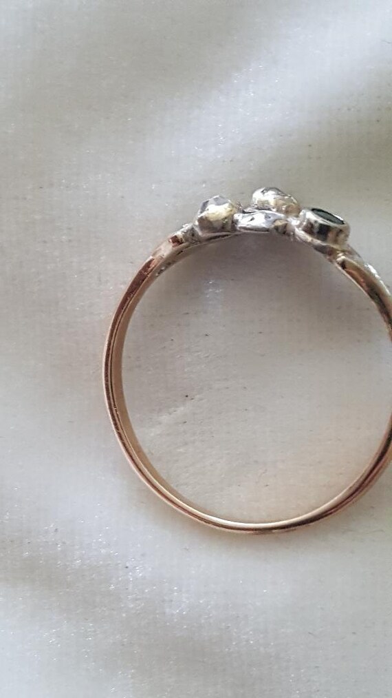 Petite Georgian Giardinetti Ring Diamonds and Eme… - image 5