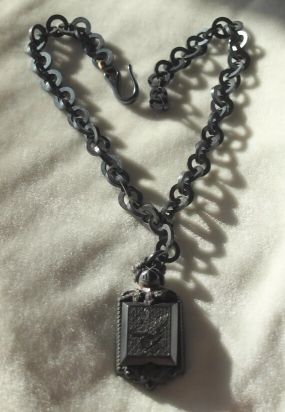 Extremely Rare Gutta Percha Locket Necklace With K