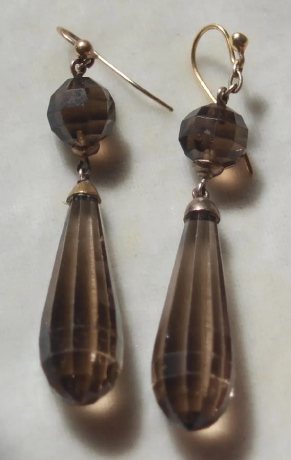 Victorian Smokey Cairngorm Bombe Earrings, A Scott