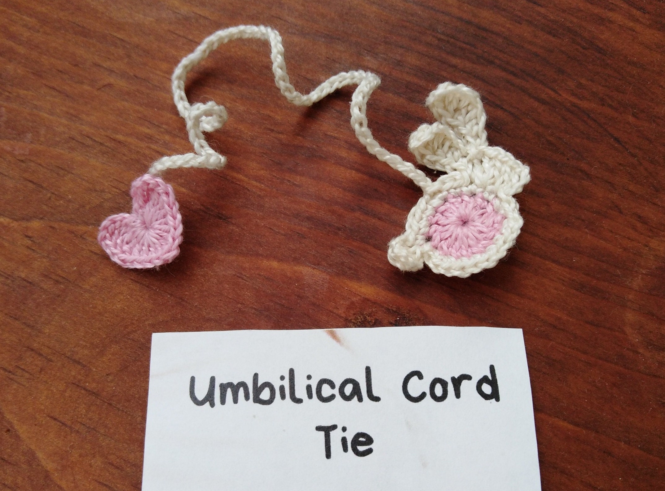 Pink rabbit a heart Crochet umbilical cord tie for Newborn Etsy