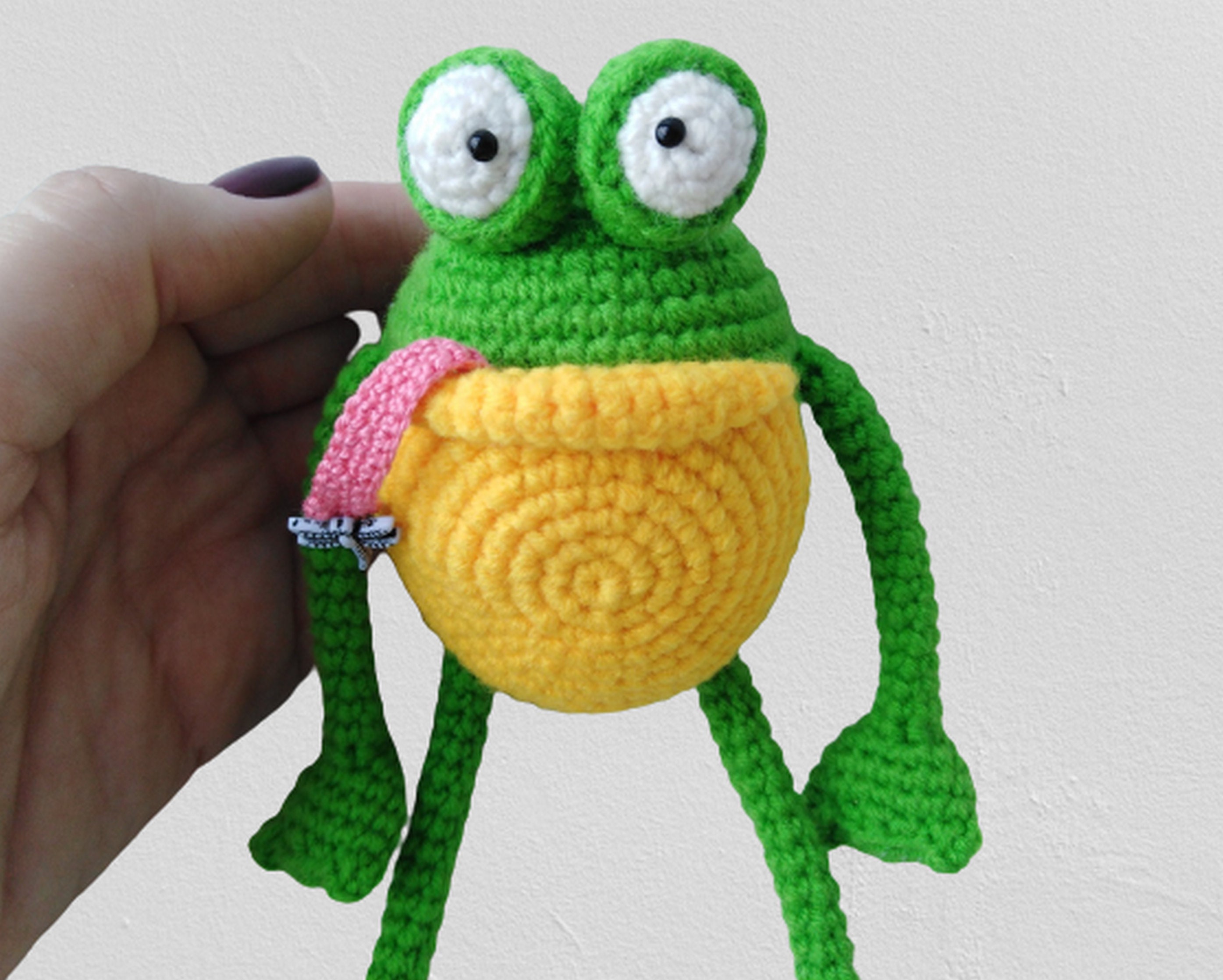 Handmade Funny frog stuffed animal Crochet big frog Cute Etsy